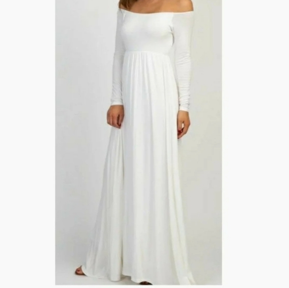 PinkBlush Maternity Off Shoulder Maxi Dress NWT - Picture 2 of 3